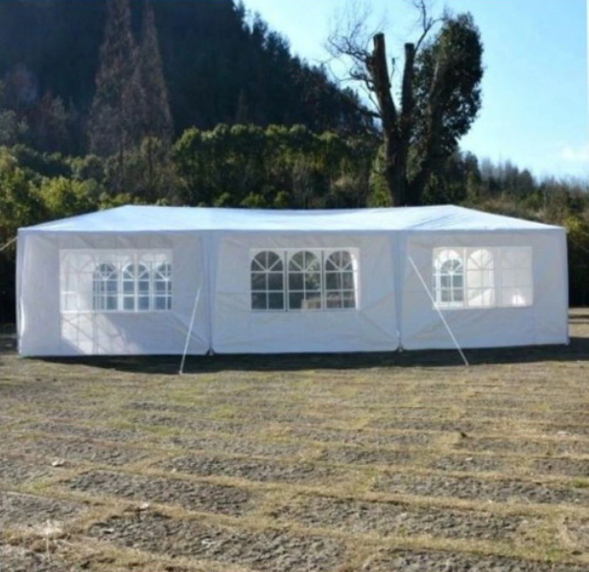 Paviljon Tenda 9x3m Bela Sa Stranicama