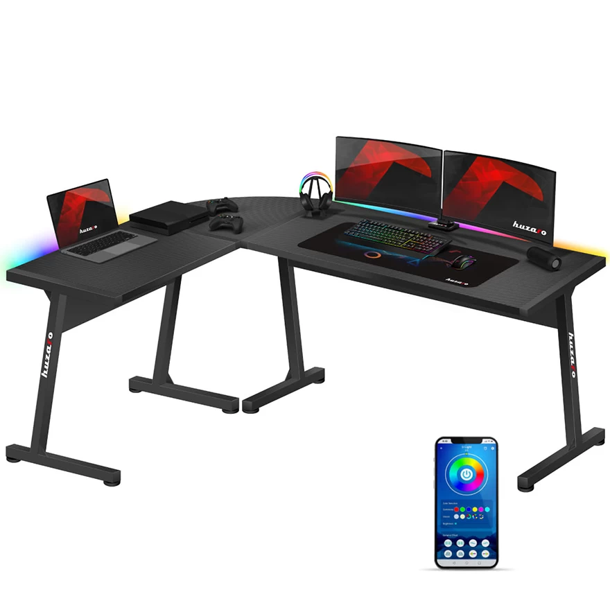 Jeftino povoljno Gaming Oprema - Huzaro Hero 6.0 Crni RGB Ugaoni Gaming sto