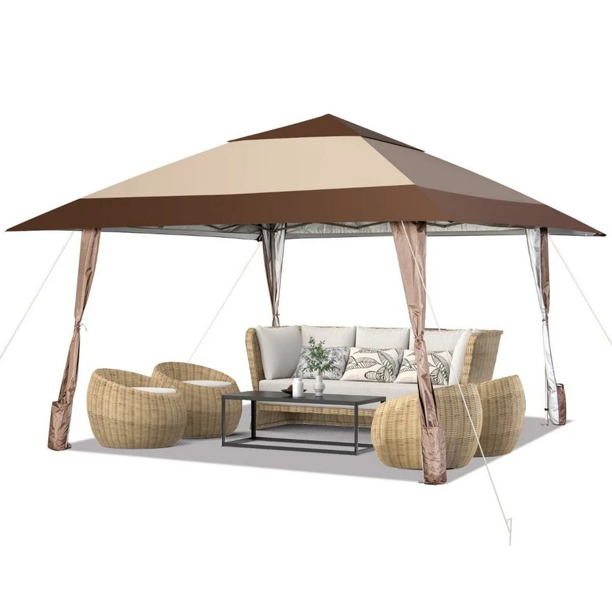 Jeftino povoljno  - Gazebo paviljon sa mehanizmom 390x390cm Bež