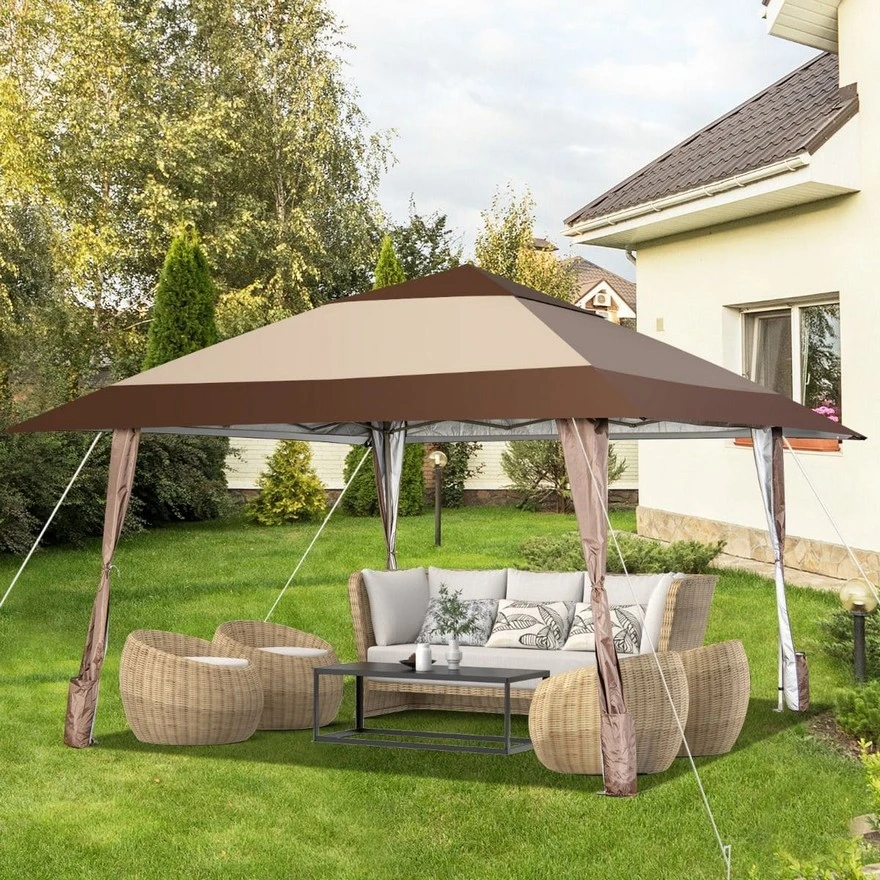 Jeftino povoljno  - Gazebo paviljon sa mehanizmom 390x390cm Bež