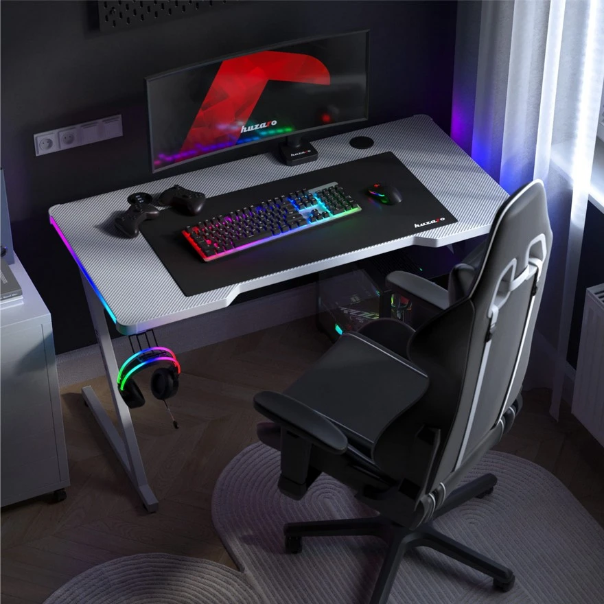 Jeftino povoljno  - Huzaro Hero 2.5 RGB Beli Gaming sto