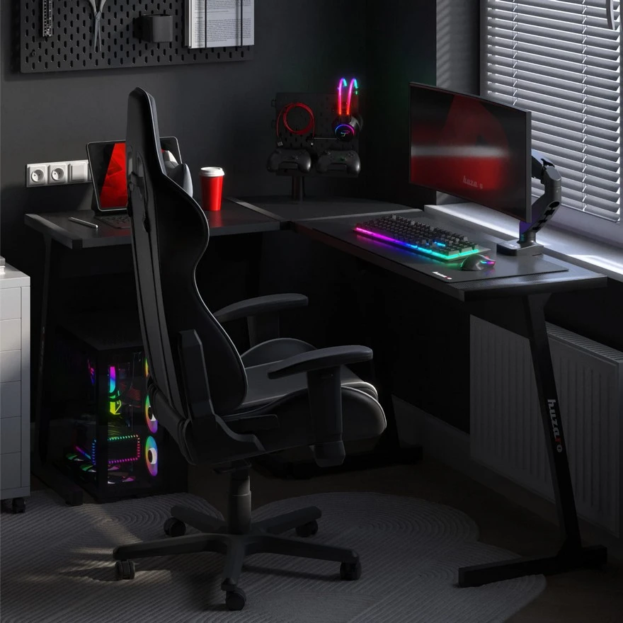 Jeftino povoljno TRGOVACKA ROBA - Huzaro Hero 6 Crni Ugaoni Gaming sto