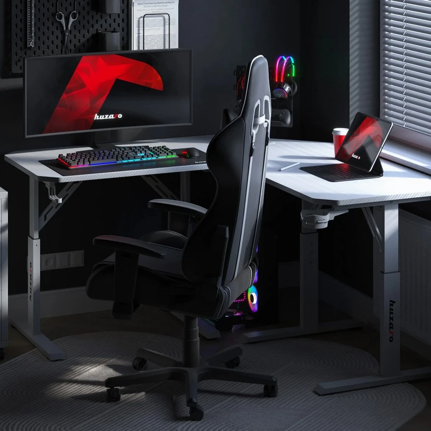 Jeftino povoljno Gaming Oprema - Huzaro Hero 7.3 Beli Podesivi sto 140x60cm