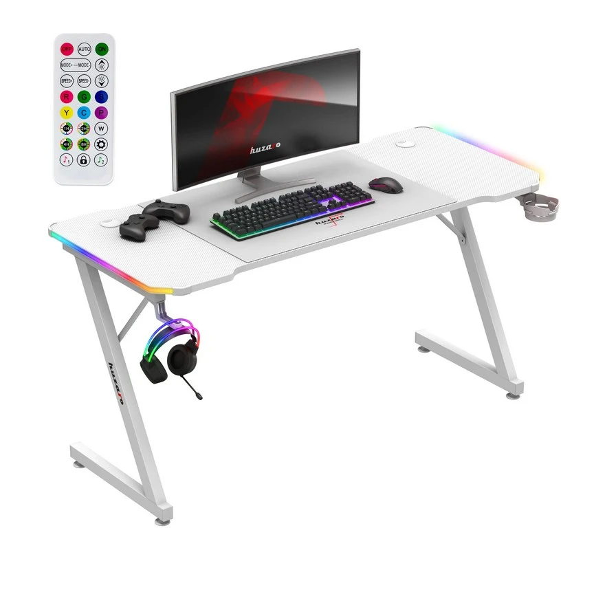 Jeftino povoljno Gaming Oprema - Huzaro Hero 3.3 Beli RGB Gaming sto 140x60cm
