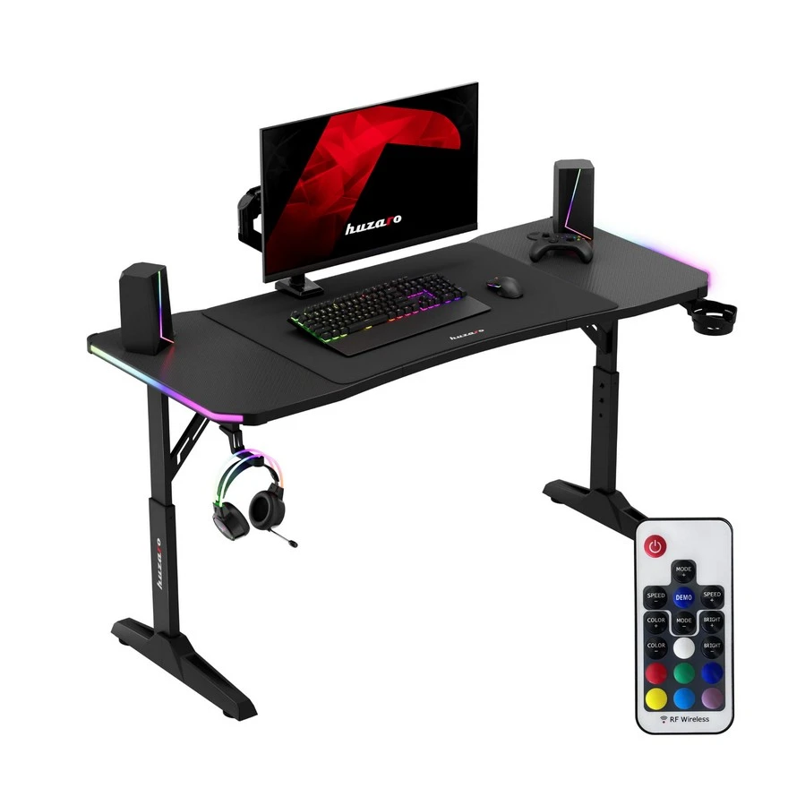 Jeftino povoljno  - Huzaro Hero 3.6 Crni RGB Podesivi Gaming sto 140x60cm