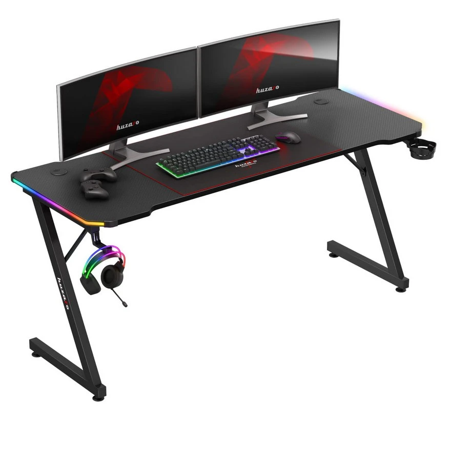 Jeftino povoljno Gaming Oprema - Huzaro Hero 4.8 Crni RGB Gaming sto 160x60cm