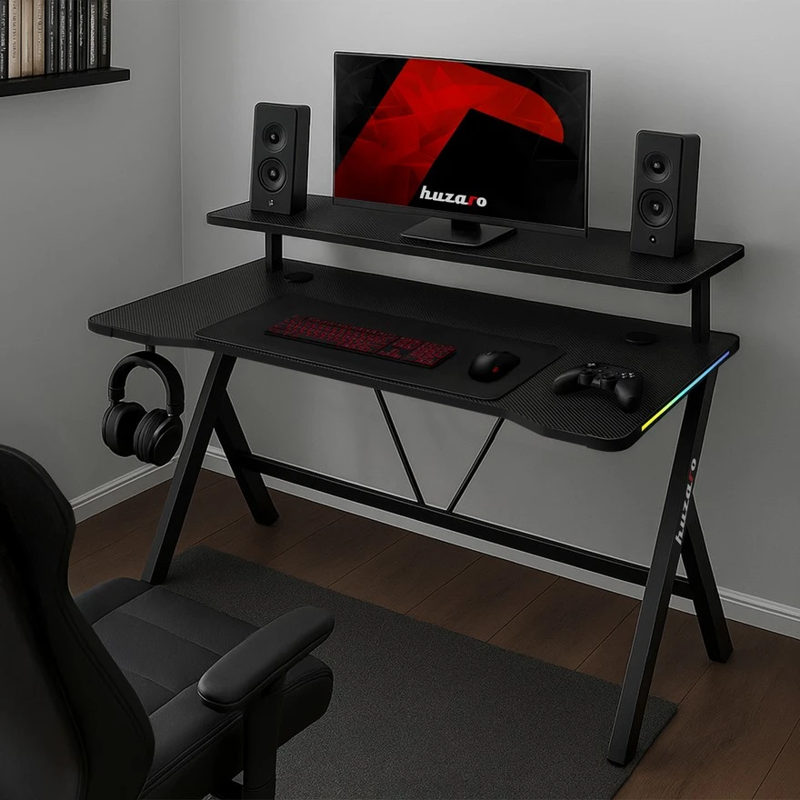 Jeftino povoljno TRGOVACKA ROBA - Huzaro Hero 1.9 Crni RGB Gaming sto 120x60cm