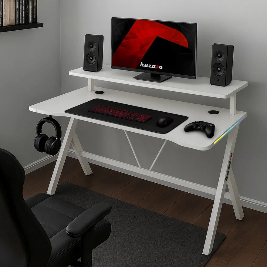 Jeftino povoljno  - Huzaro Hero 1.9 Beli RGB Gaming sto 120x60cm