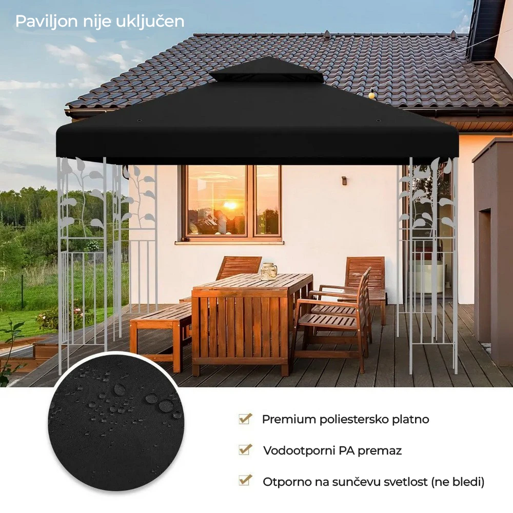 Jeftino povoljno  - Venturo Gazebo zamensko platno 3x3m Crna