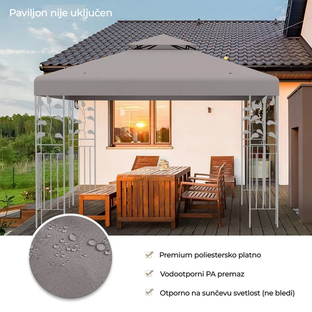 Platno za gazebo paviljon 3x3m Siva