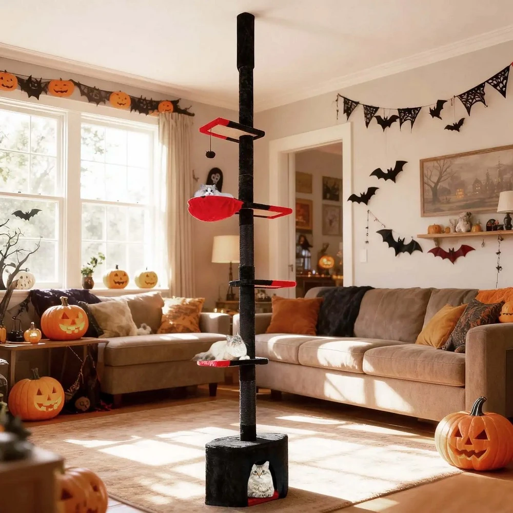Jeftino povoljno TRGOVACKA ROBA - Maca Halloween penjalica i grebalica za Mačke do plafona 300cm Crna