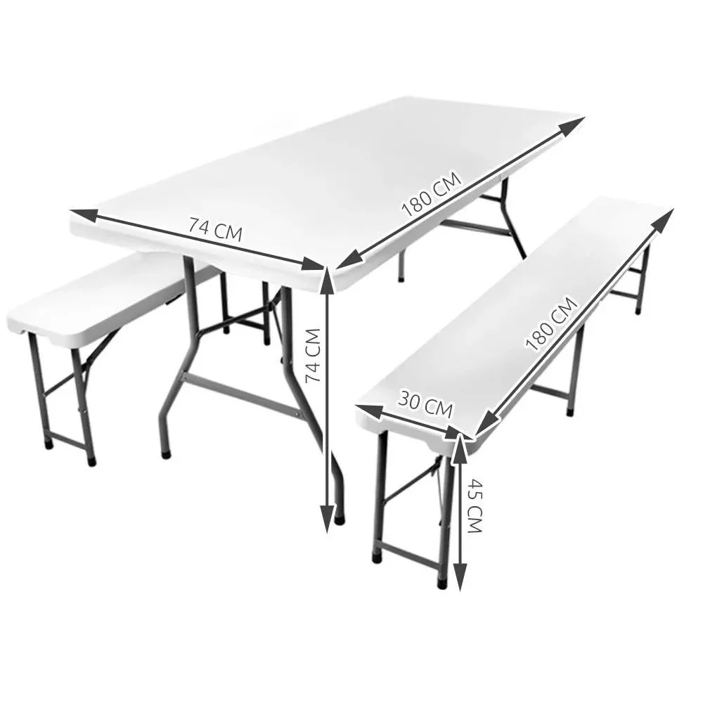 Jeftino povoljno  - Gardlov Sklopivi Plastični Sto sa Klupama Beli 180cm