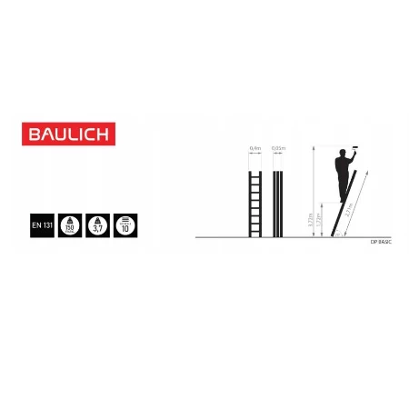 BAULICH 1x10 Jednodelne Aluminijumske Merdevine PRO