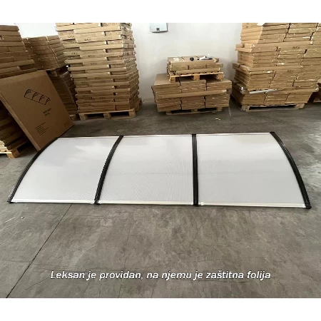 Nadstrešnica 300x100cm Crna Providna 5mm Leksan
