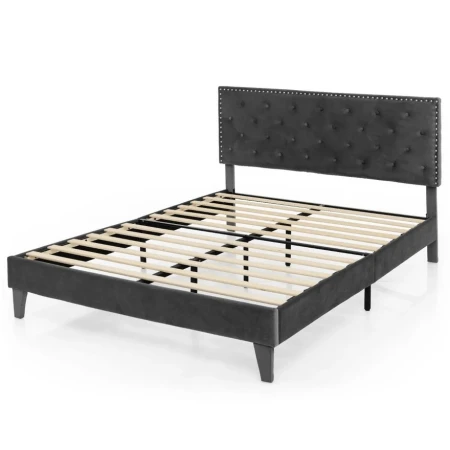 Tapaciran Krevet sa Drvenim Letvicama 200x180cm