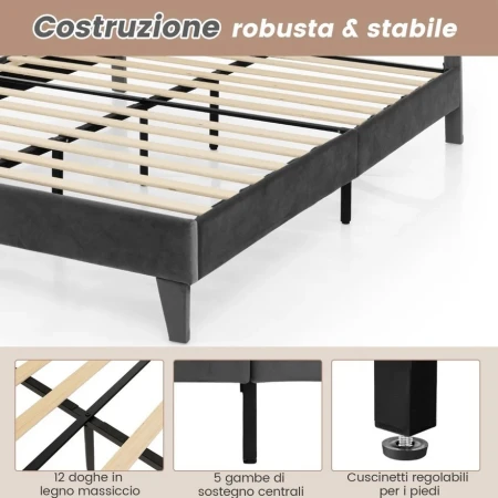 Tapaciran Krevet sa Drvenim Letvicama 200x180cm