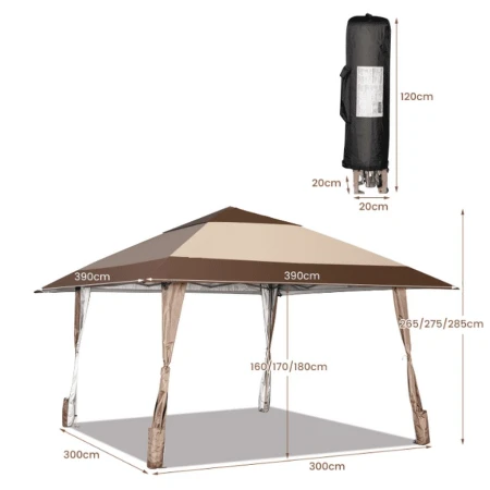 Gazebo paviljon sa mehanizmom 390x390cm Bež