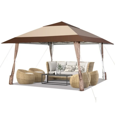 Gazebo paviljon sa mehanizmom 390x390cm Bež