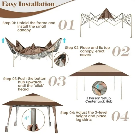 Gazebo paviljon sa mehanizmom 390x390cm Bež