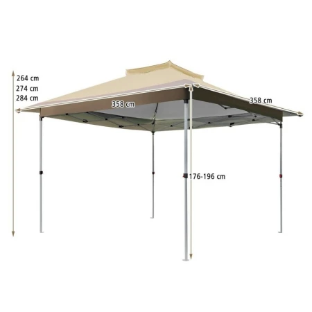 Gazebo paviljon sa mehanizmom 350x350cm Braon