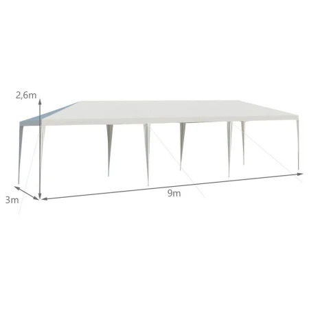 Paviljon za zabave 9x3m Beli bez stranica