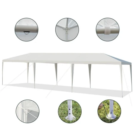 Paviljon za zabave 9x3m Beli bez stranica