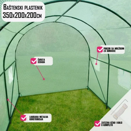 Baštenski plastenik sa prozorima 300x200x200cm