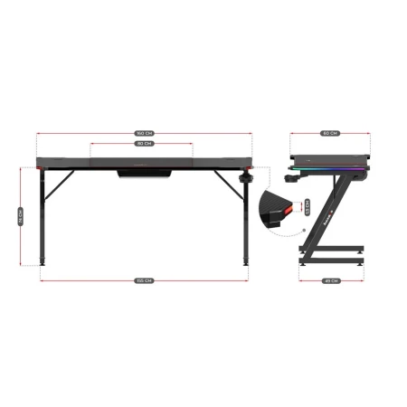 Huzaro Hero 4.8 Crni RGB Gaming sto 160x60cm