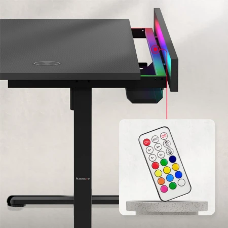Huzaro Hero 8.7 Crni RGB Električni podesivi sto 140x70cm