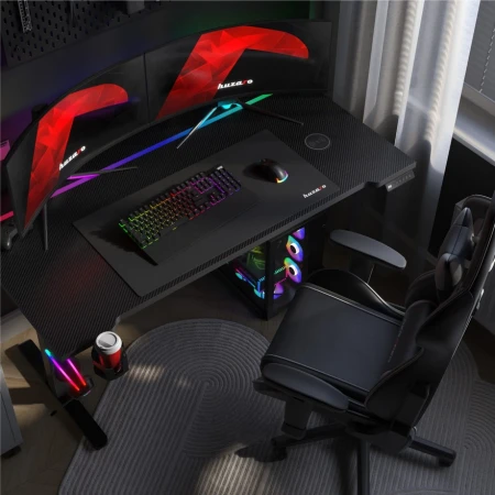 Huzaro Hero 8.7 Crni RGB Električni podesivi sto 140x70cm