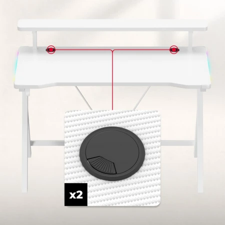 Huzaro Hero 1.9 Beli RGB Gaming sto 120x60cm