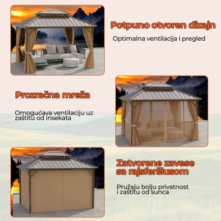 Metalni Paviljon LUX sa Zavesom 354x294cm