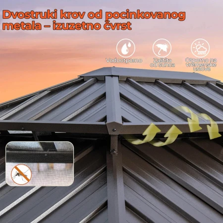 Metalni Paviljon LUX sa Zavesom 354x294cm