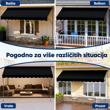 Montelux Easy 400x120cm Crna Balkonska Tenda