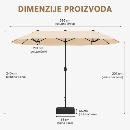 Venturo Garden 4x2m Bež Suncobran Pravougaoni
