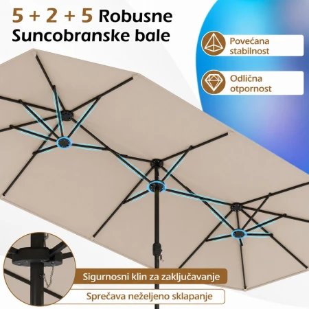 Venturo Garden 4x2m Bež Suncobran Pravougaoni